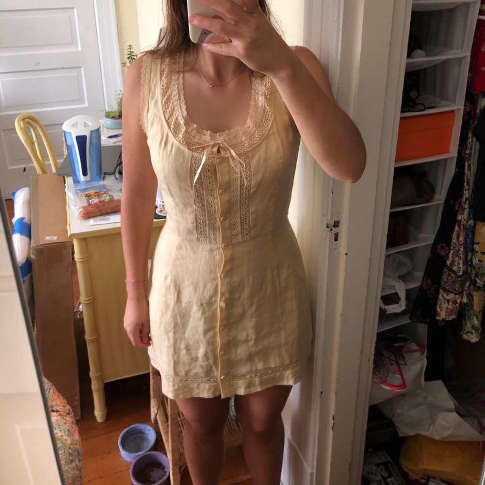Reformation Helene dress in pale yellow
